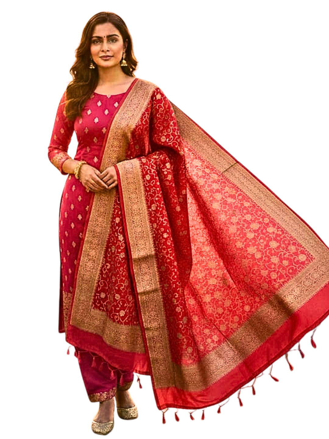 Elegant Silk Georgette Party Wear Salwar Suit Set with Woven Dupatta