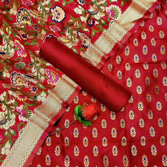 Designer Silk Blend Dress Material | Unstitched Salwar Suit for Weddings, Parties & Festive Occasions