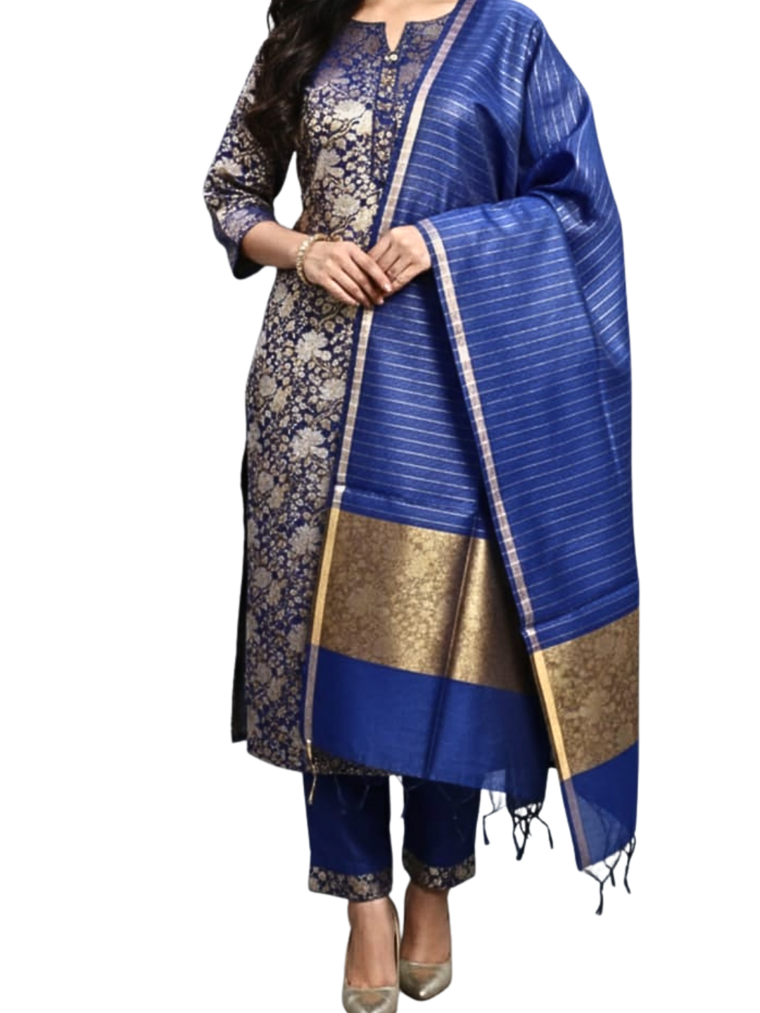 Cotton Jacquard Banarasi Suit Set  | Unstitched Kurta Dupatta Salwar Set