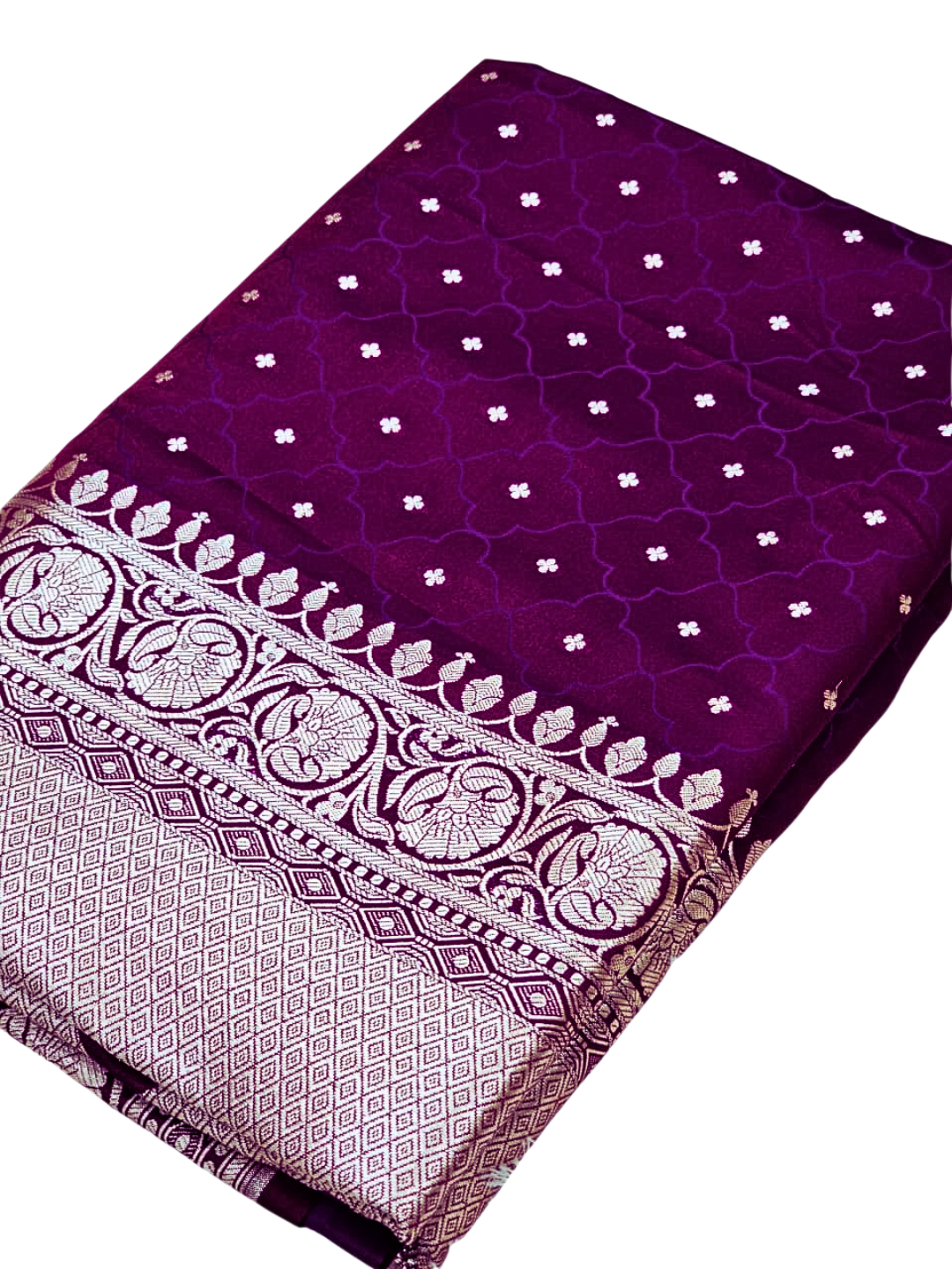 Traditional Banarasi Mashru Silk Saree with Woven Zari Border