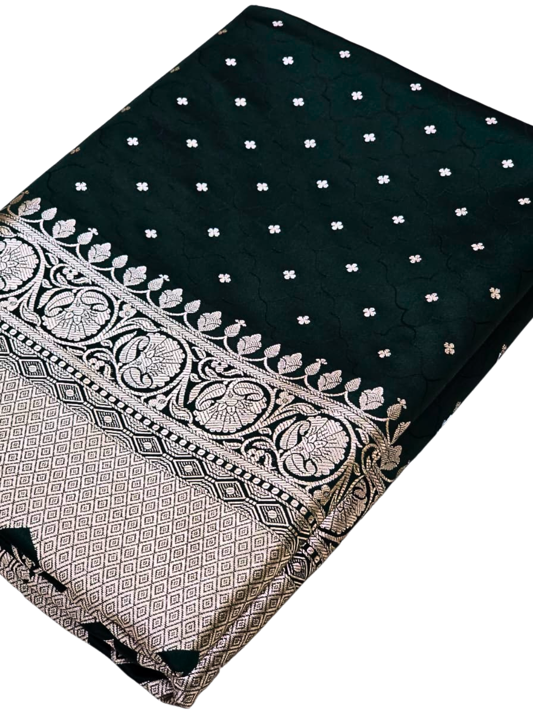 Traditional Banarasi Mashru Silk Saree with Woven Zari Border