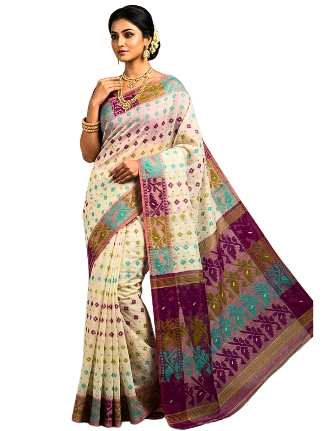 Authentic Jamdani Cotton Saree | Breathable Summer Saree