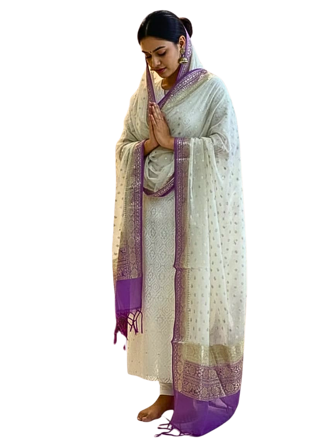 Unstitched 100% Cotton Salwar Suit with Chanderi Dupatta