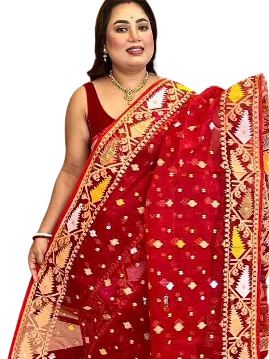 Handwoven Jamdani Cotton Saree – Soft & Lightweight Summer Saree