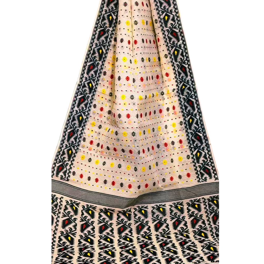 Pure Cotton Jamdani Saree with Blouse Piece, Handloom Saree