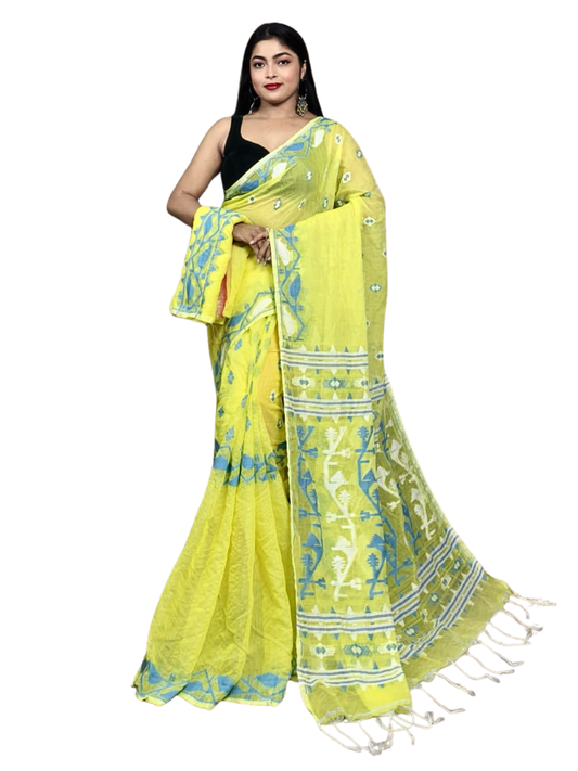 Soft Cotton Jamdani Saree, Breathable Summer Saree