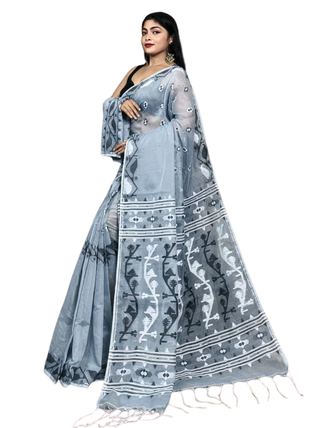 Soft Cotton Jamdani Saree, Breathable Summer Saree