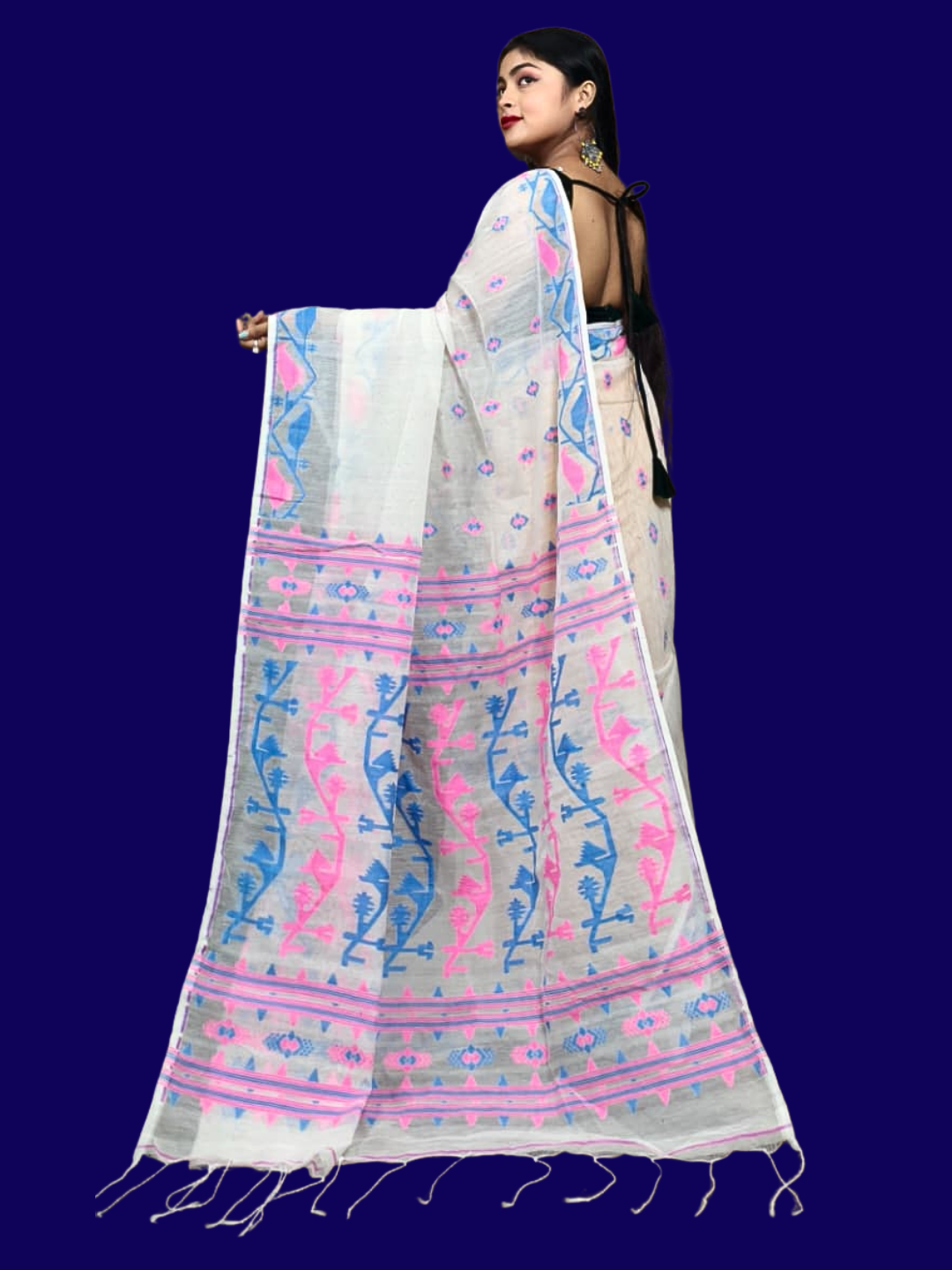 Soft Cotton Jamdani Saree, Breathable Summer Saree