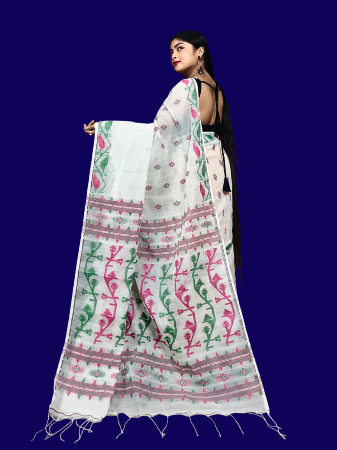 Soft Cotton Jamdani Saree, Breathable Summer Saree
