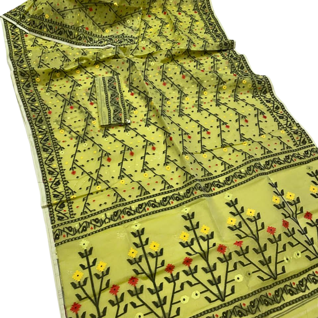 Authentic Jamdani Cotton Saree | Handwoven Bengali Jamdani