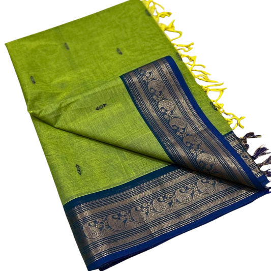 Traditional Kanchi Cotton Saree , Summer-Friendly Saree with Matching Blouse