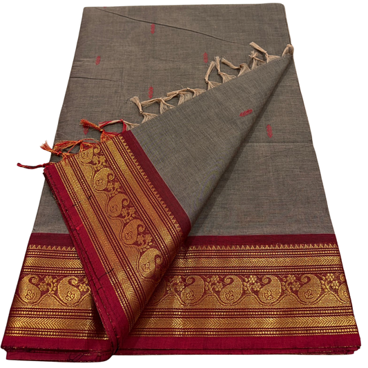 Traditional Kanchi Cotton Saree , Summer-Friendly Saree with Matching Blouse