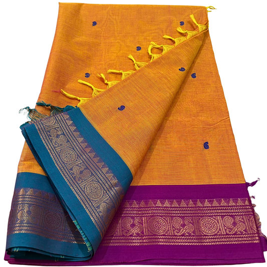 Kanchi  cotton sarees with ganga jamuna border
