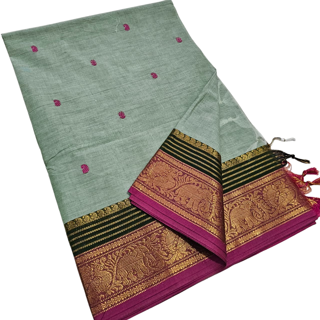 Handloom saree with blouse , Sarees with border , Sarees Cotton