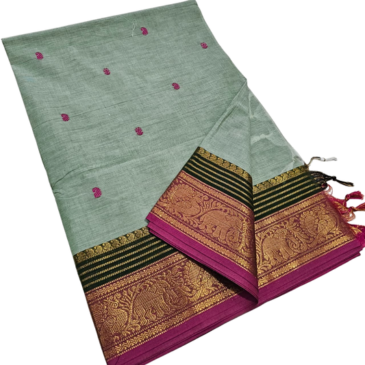 Handloom saree with blouse , Sarees with border , Sarees Cotton