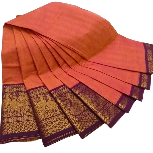 Saree with Big Border  Party Wear Kanchi Cotton Saree with blouse piece