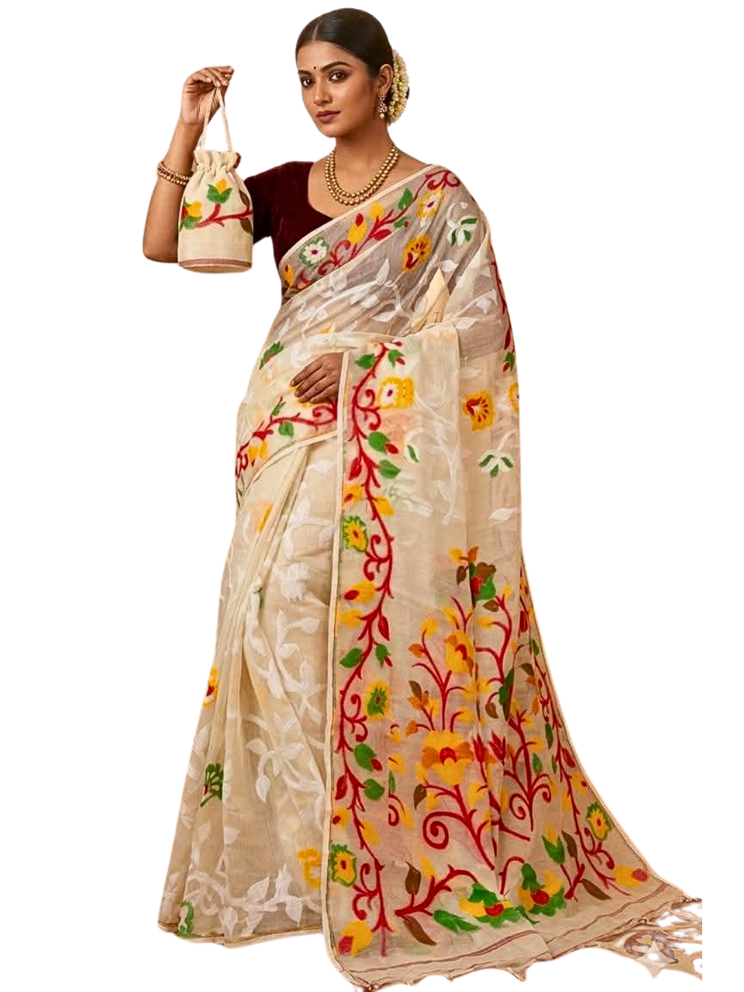 Elegant Handwoven Jamdani Cotton Saree