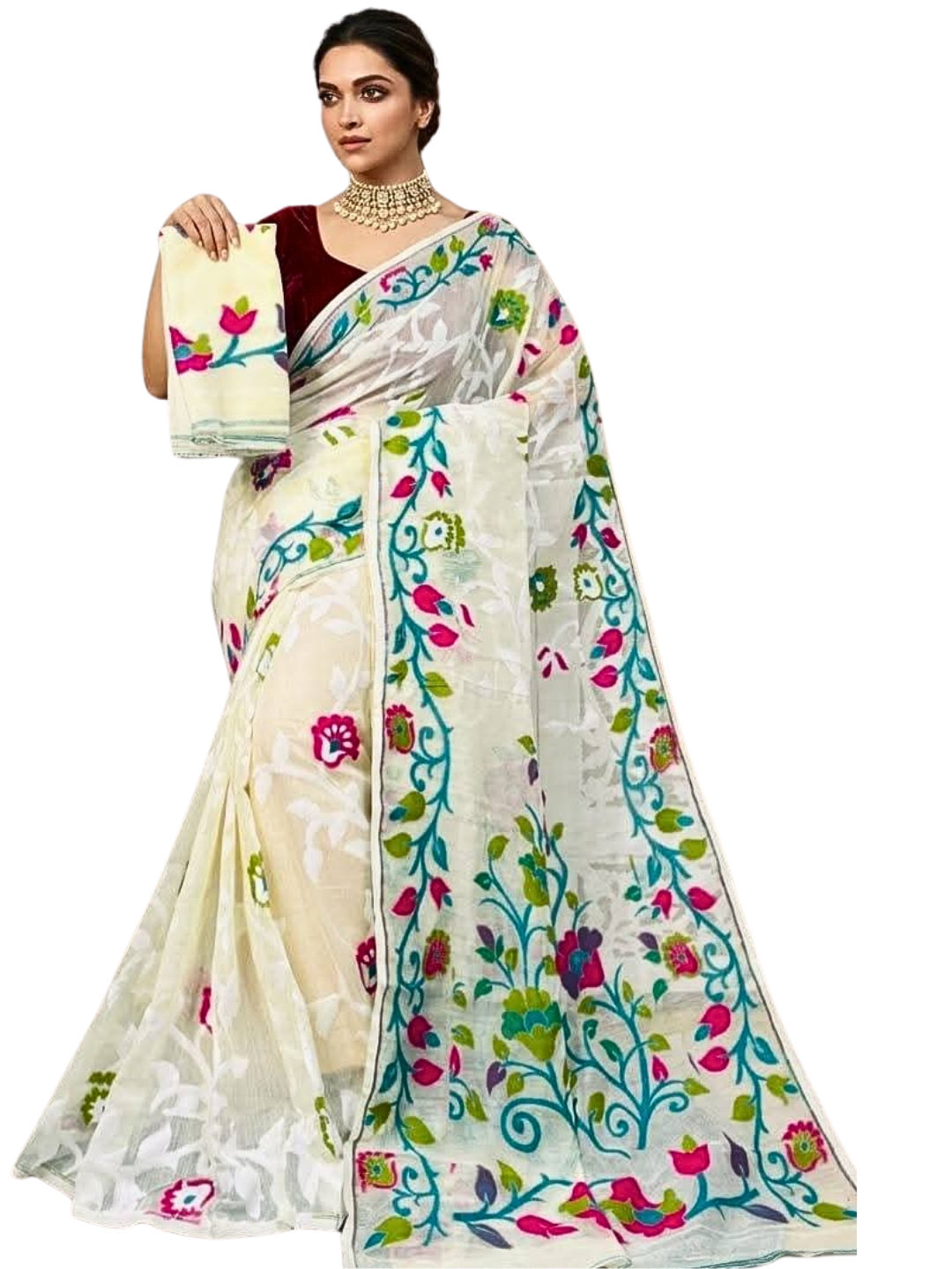 Elegant Handwoven Jamdani Cotton Saree