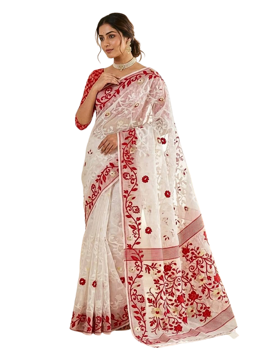 Elegant Handwoven Jamdani Cotton Saree