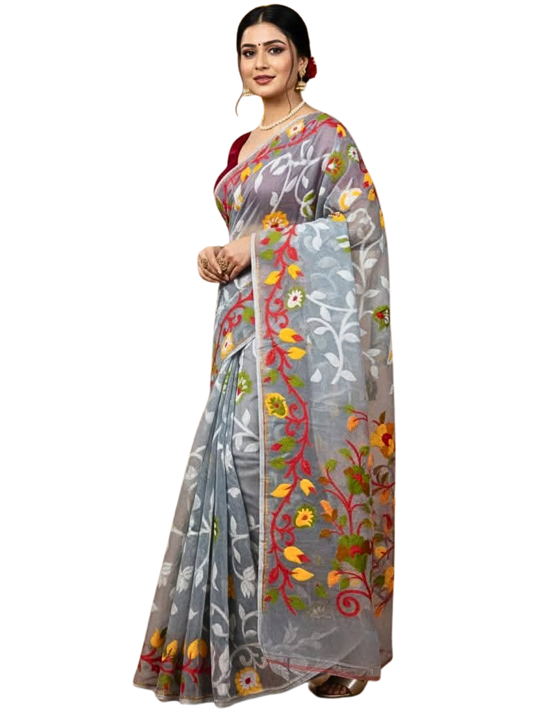 Elegant Handwoven Jamdani Cotton Saree