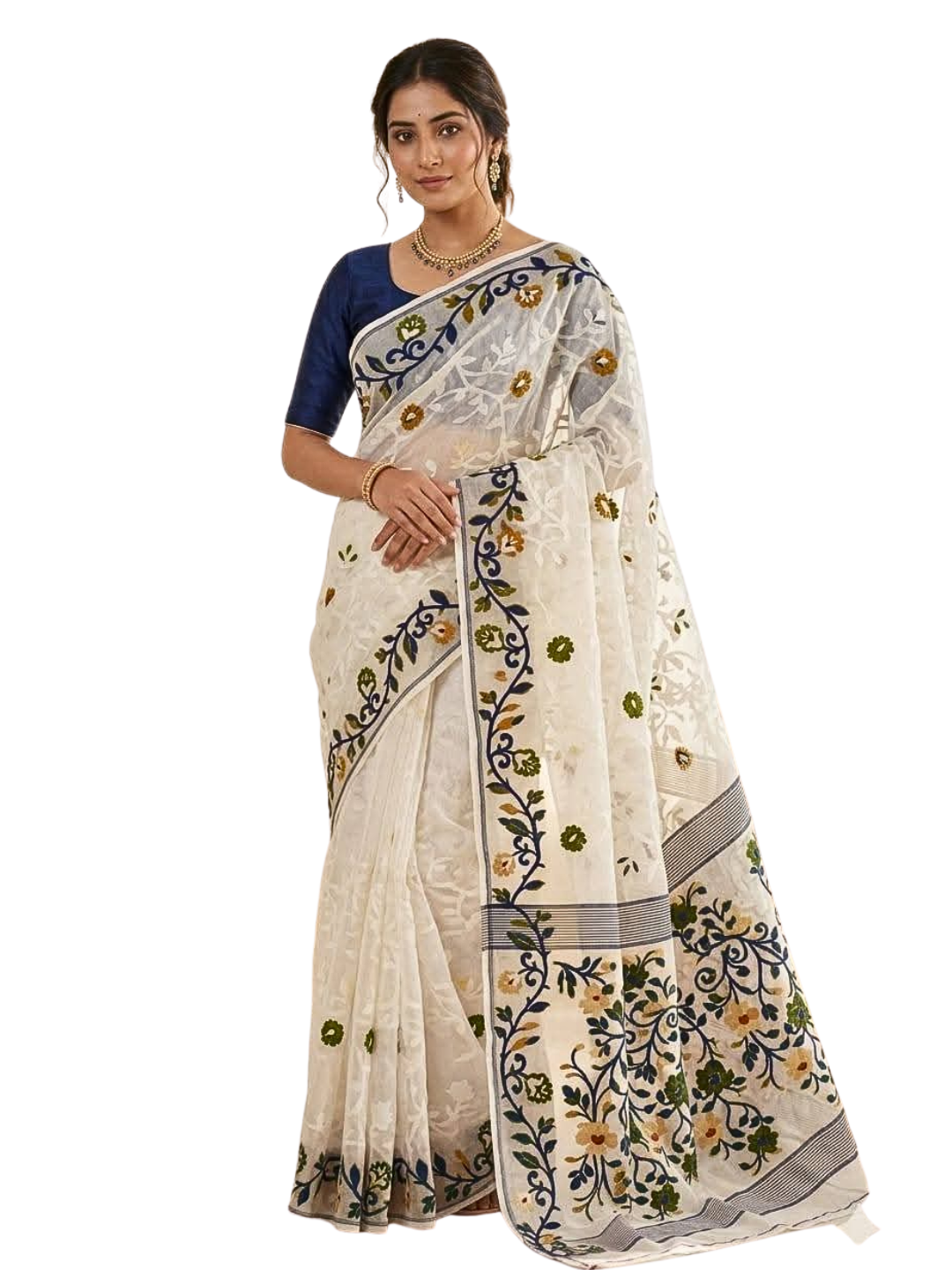 Elegant Handwoven Jamdani Cotton Saree