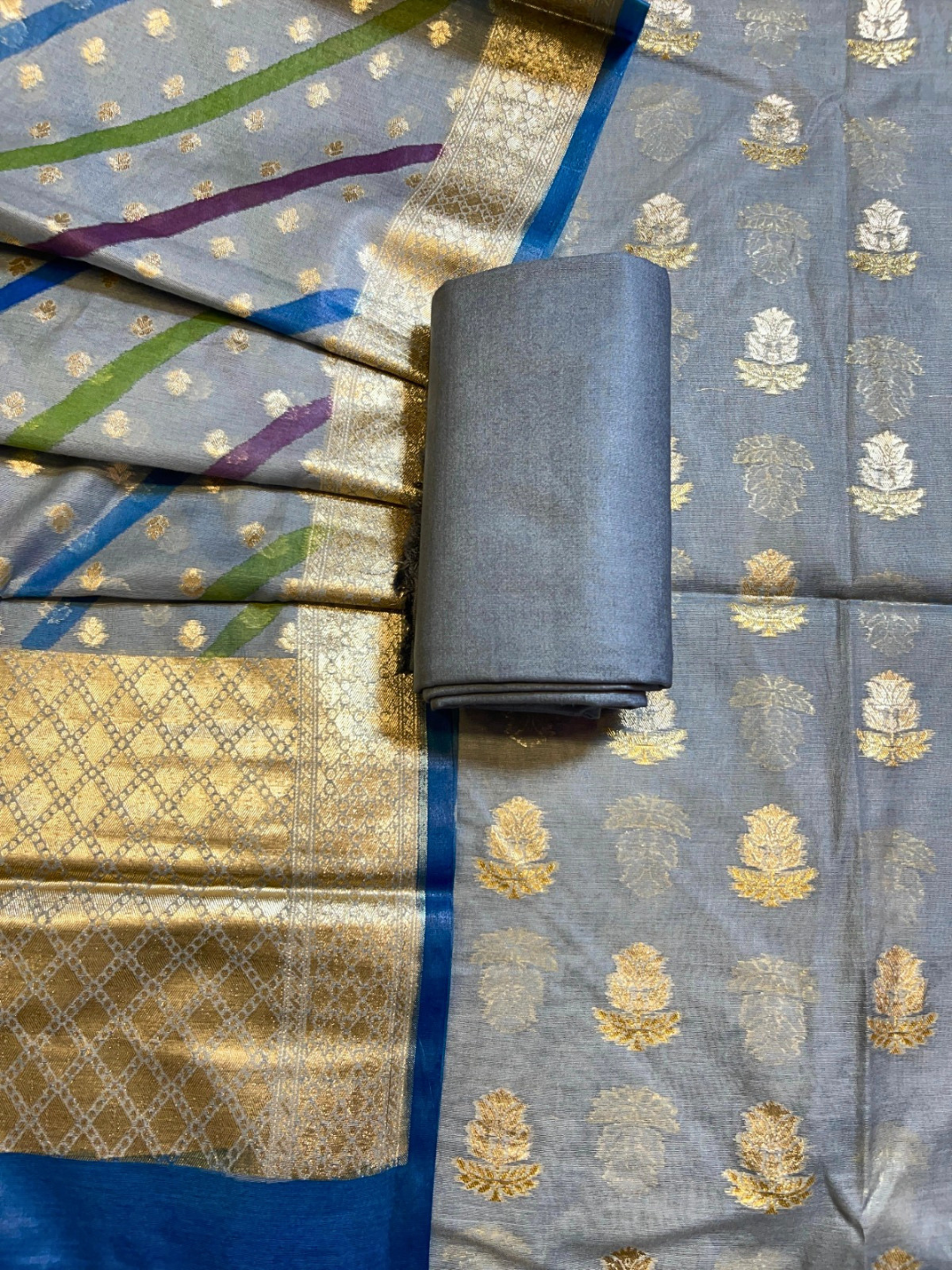Handwoven Banarasi Chanderi Unstitched Party Wear Dress Material