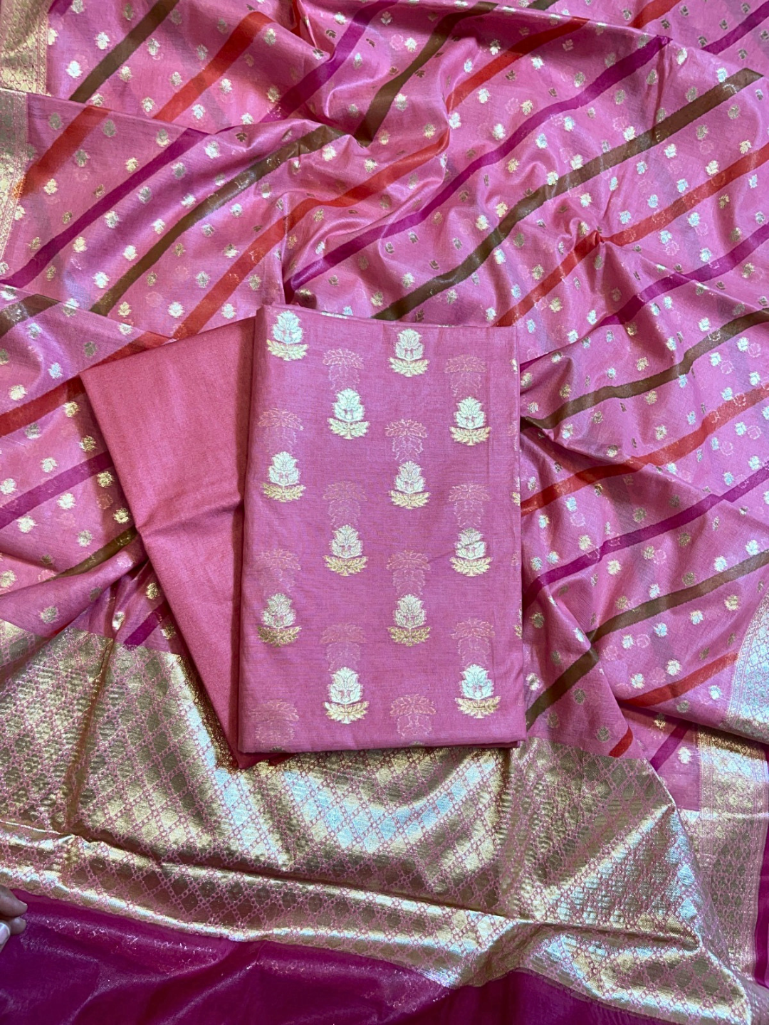 Handwoven Banarasi Chanderi Unstitched Party Wear Dress Material