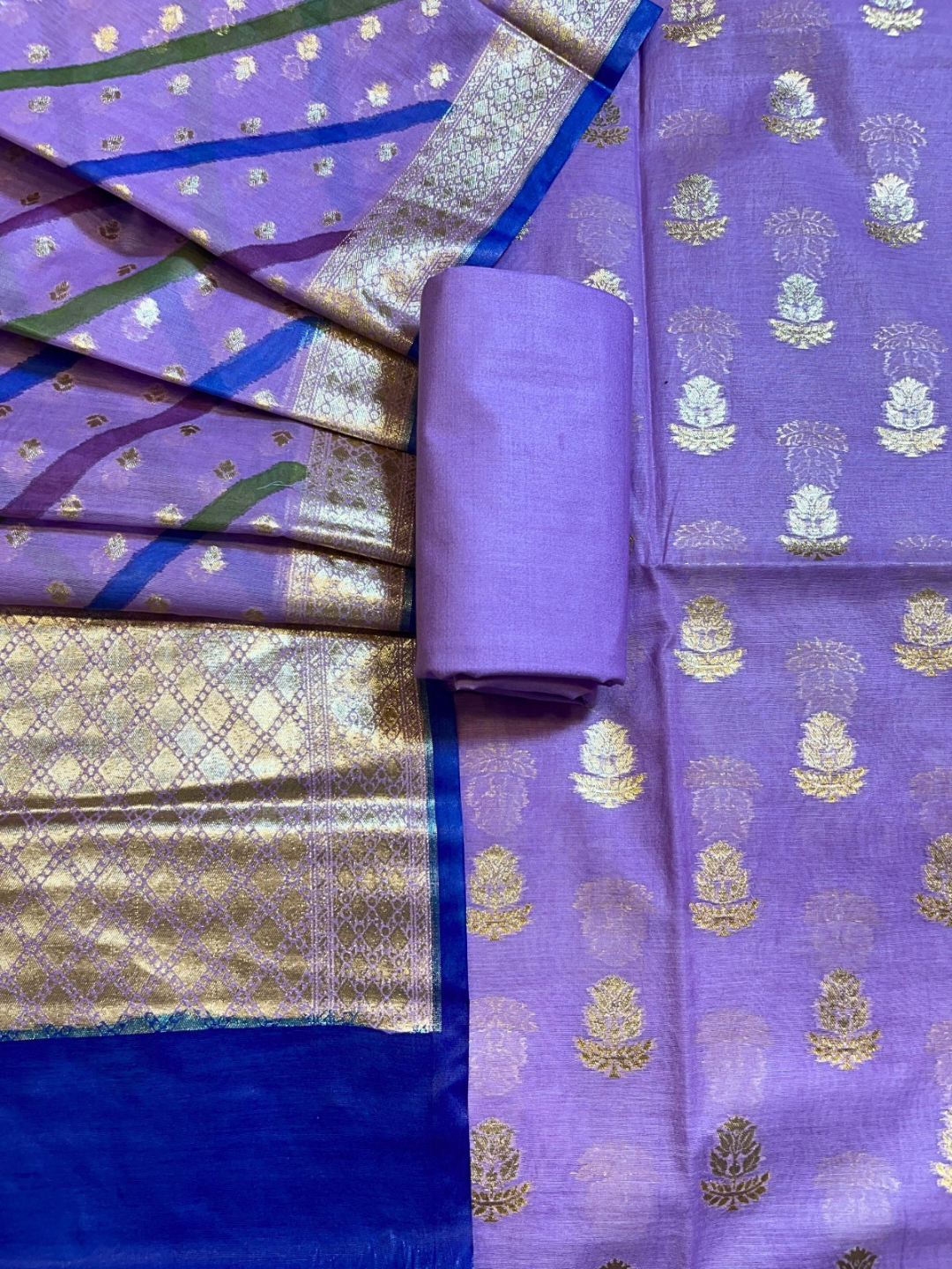 Handwoven Banarasi Chanderi Unstitched Party Wear Dress Material