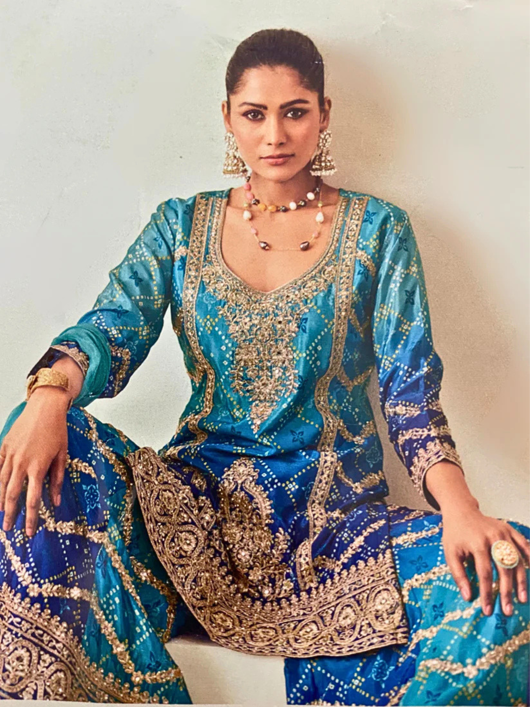 Blue Designer Embroidered Palazzo Set / Palazzo Suit for Weddings, Parties & Festivals
