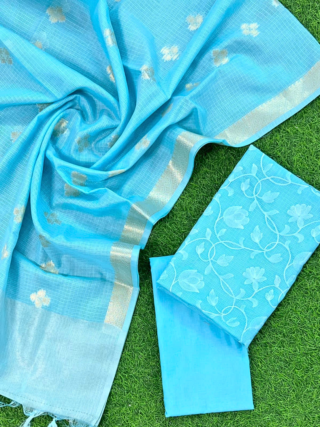Banarasi Kota Doria Unstitched Salwar Suit Set for Women