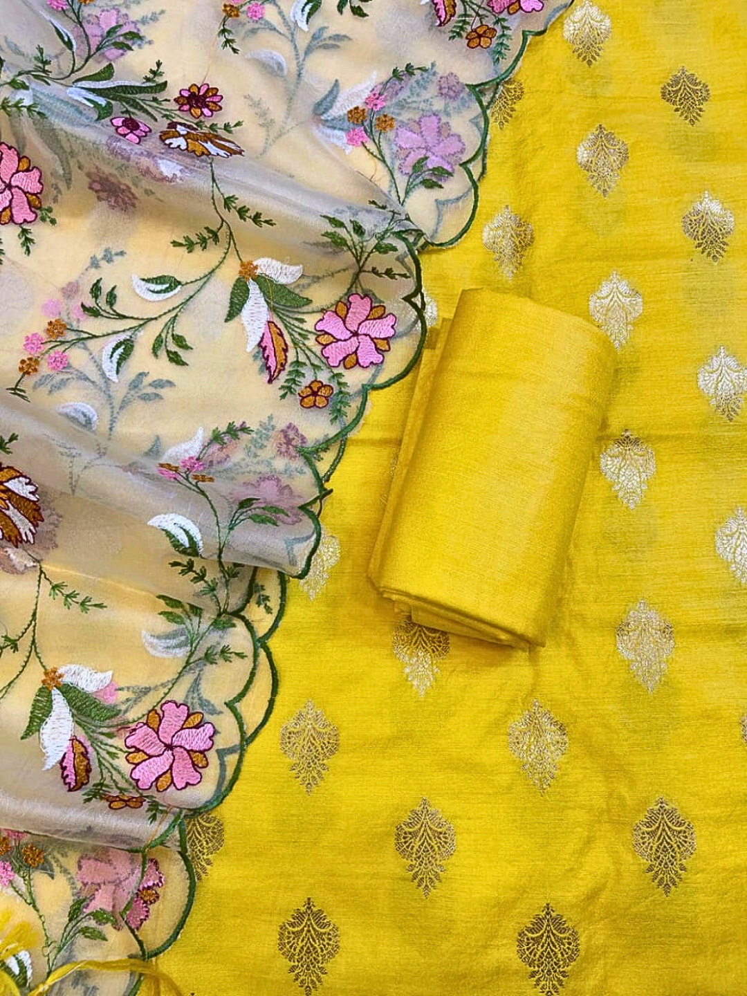 Premium Banarasi Chanderi Cotton Dress Material | Wedding & Party Wear Suit Set