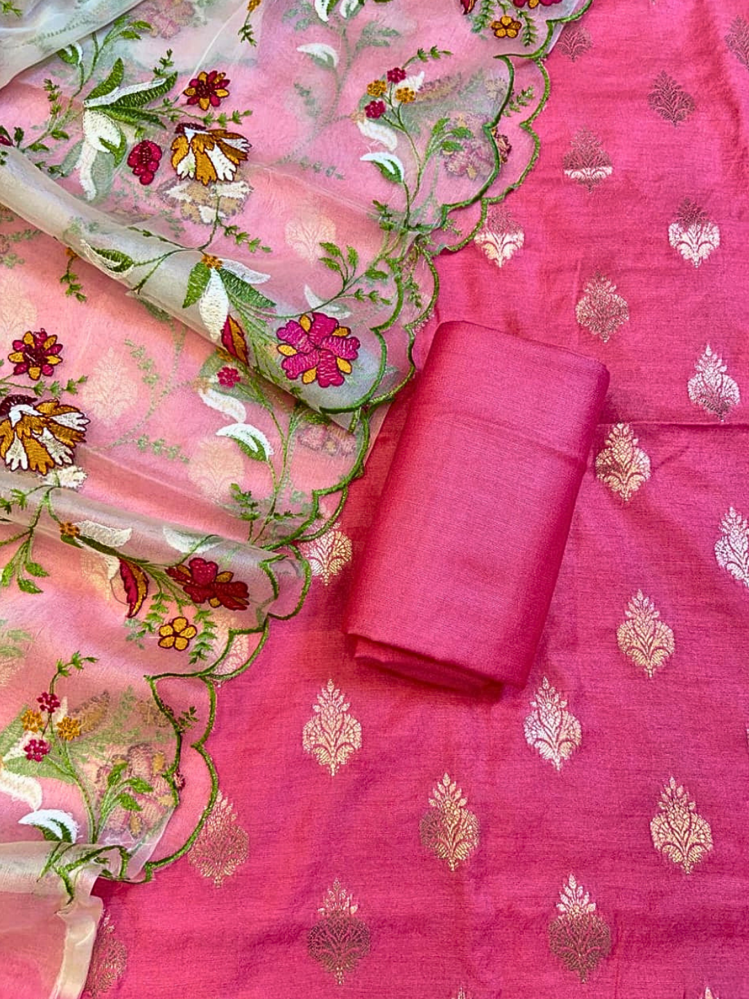 Premium Banarasi Chanderi Cotton Dress Material | Wedding & Party Wear Suit Set