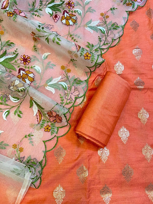 Premium Banarasi Chanderi Cotton Dress Material | Wedding & Party Wear Suit Set