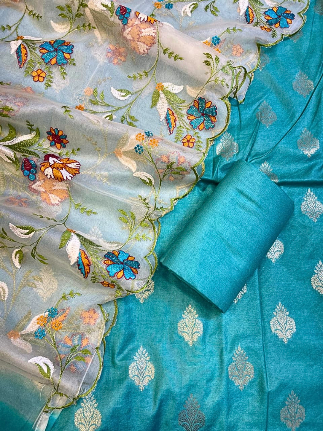 Premium Banarasi Chanderi Cotton Dress Material | Wedding & Party Wear Suit Set