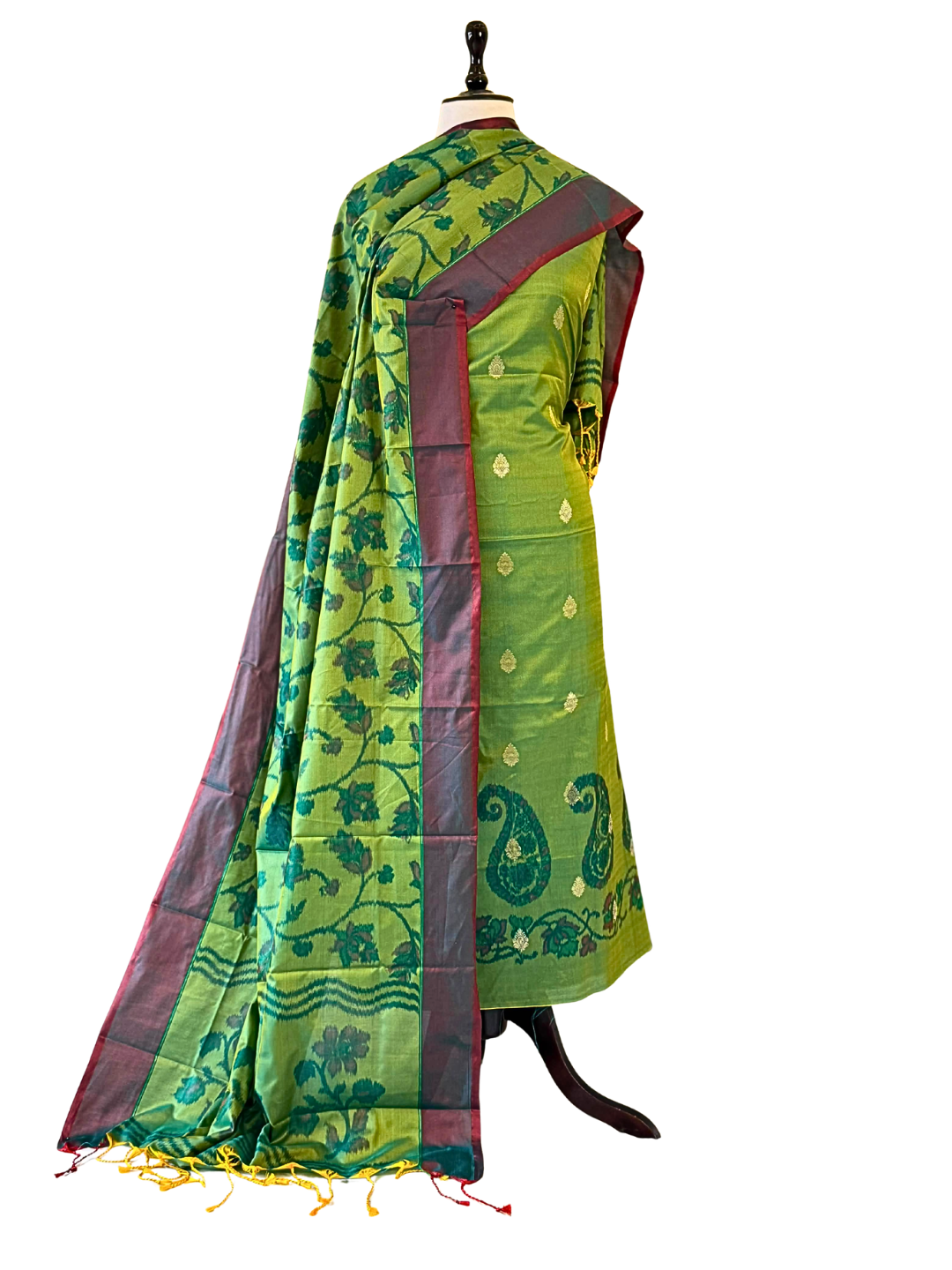 Orange Banarasi Silk Blend Unstitched Salwar Suit Set with Woven Dupatta