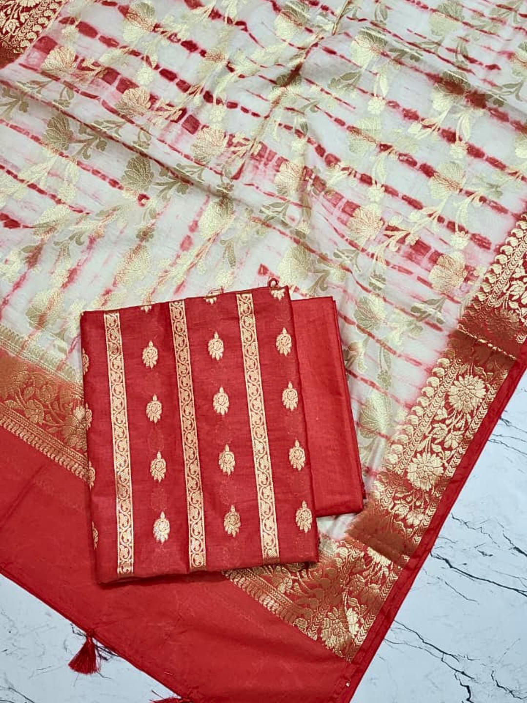 Elegant Banarasi Chanderi Suit Set with Zari Work for Festive & Party Wear