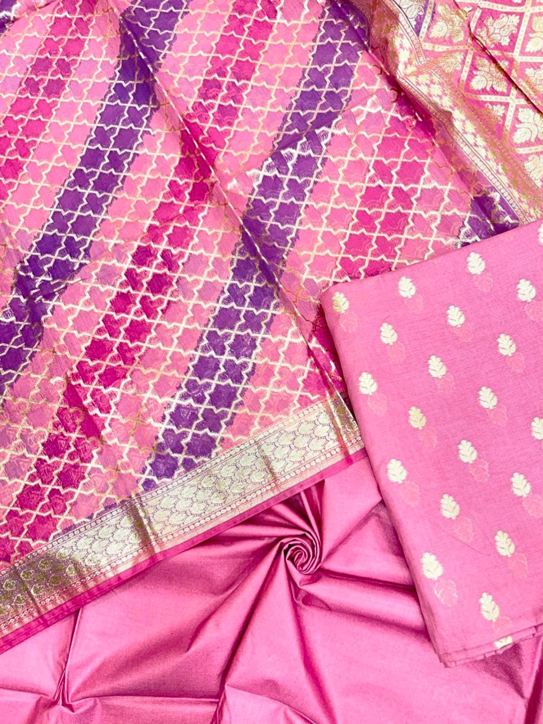 Banarasi Chanderi Unstitched Suit Set,&nbsp; Festive Dress Material