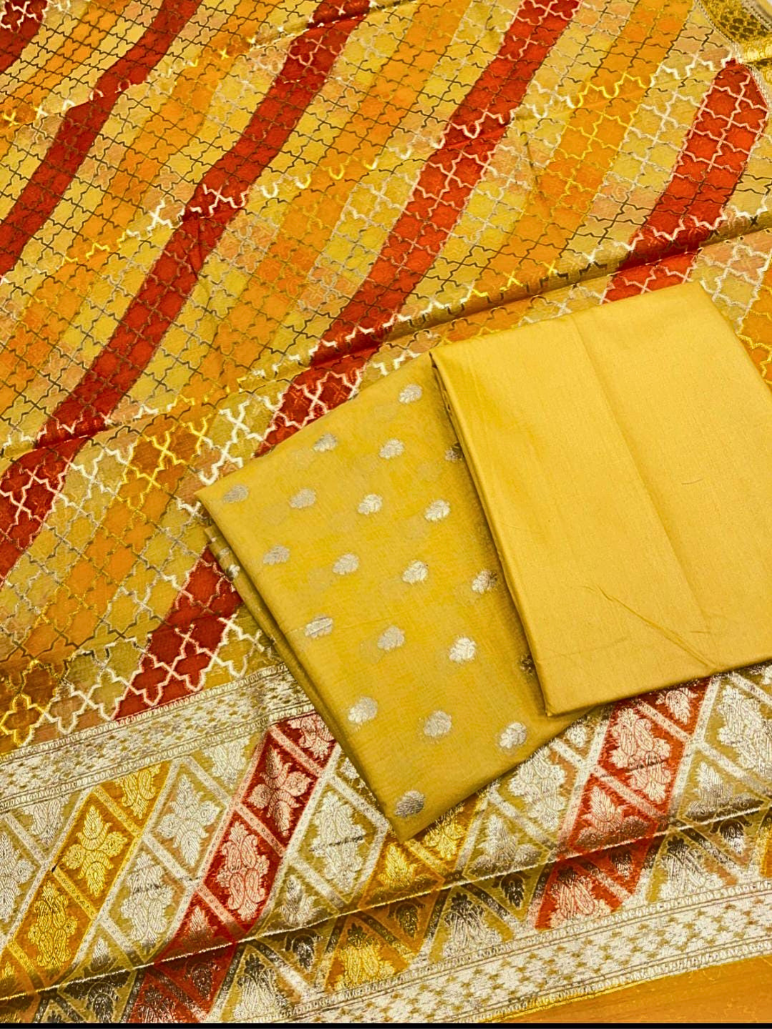 Banarasi Chanderi Unstitched Suit Set,&nbsp; Festive Dress Material