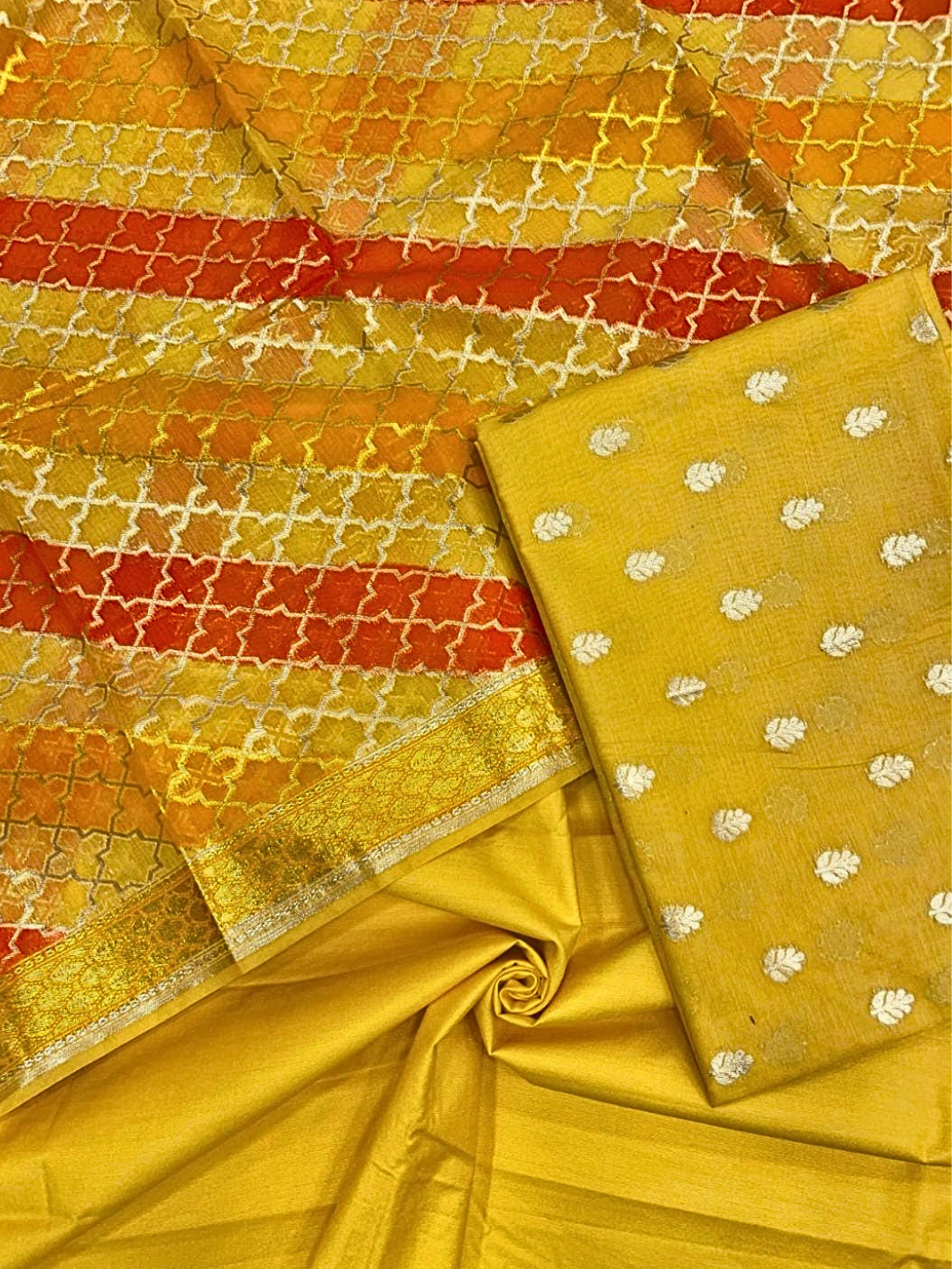 Banarasi Chanderi Unstitched Suit Set,&nbsp; Festive Dress Material