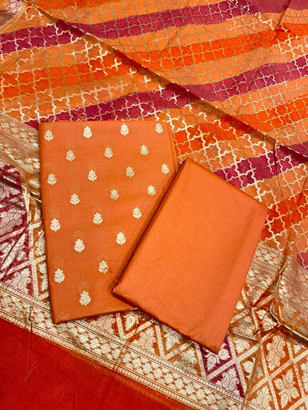 Banarasi Chanderi Unstitched Suit Set,&nbsp; Festive Dress Material