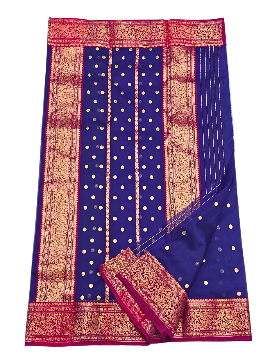 Royal Blue Silk Chanderi Saree with Zari Border