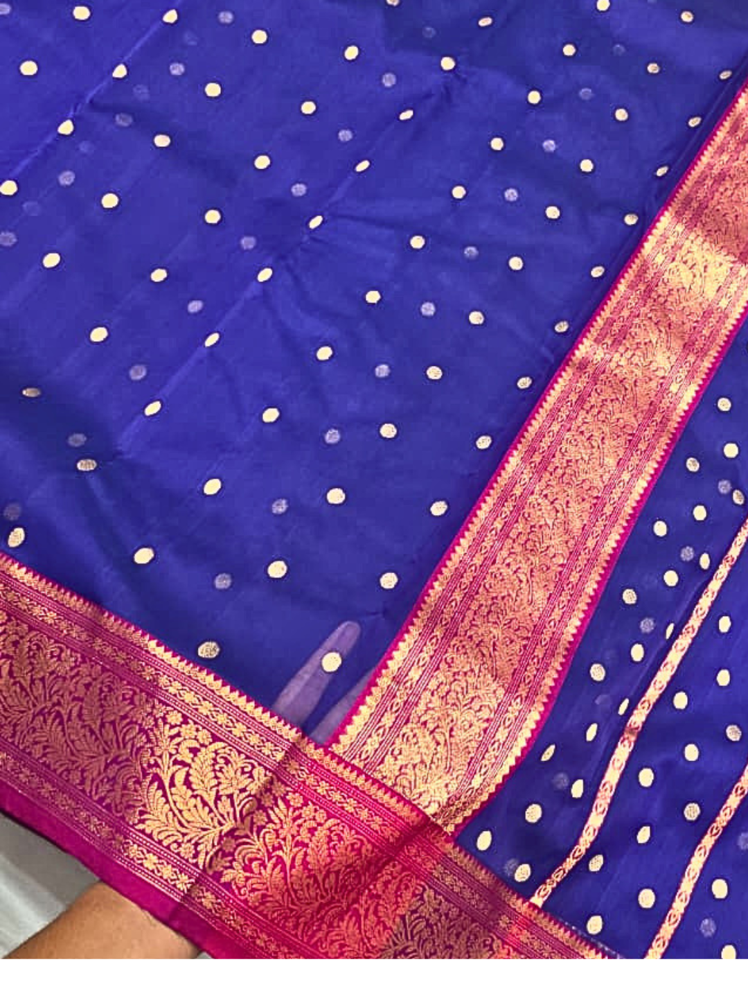 Royal Blue Silk Chanderi Saree with Zari Border