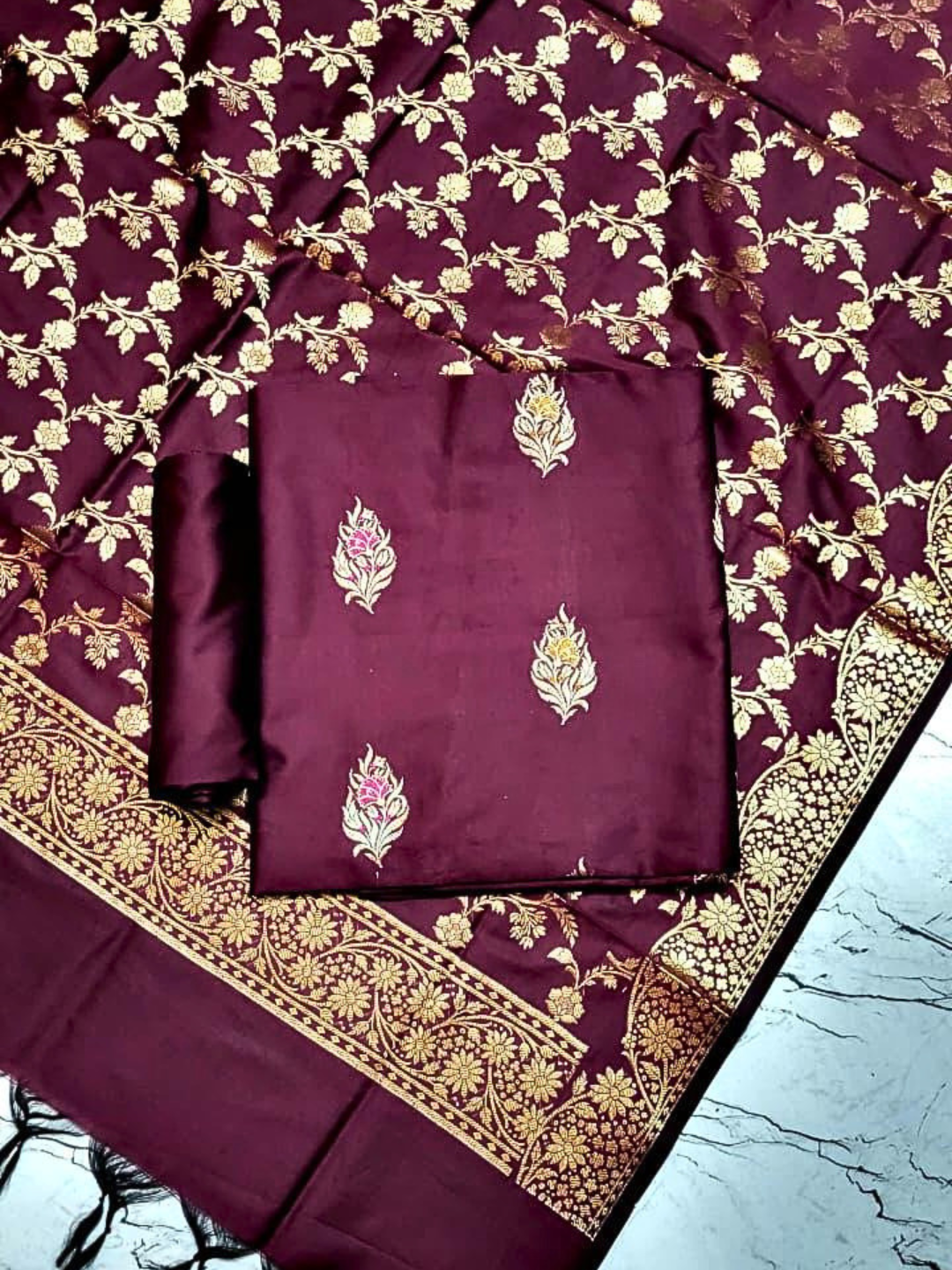 Traditional Banarasi Silk Blend Salwar Suit for Parties