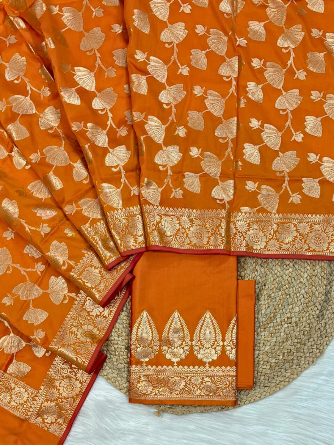 Designer Banarasi  Unstitched Suit Set with Zari Dupatta