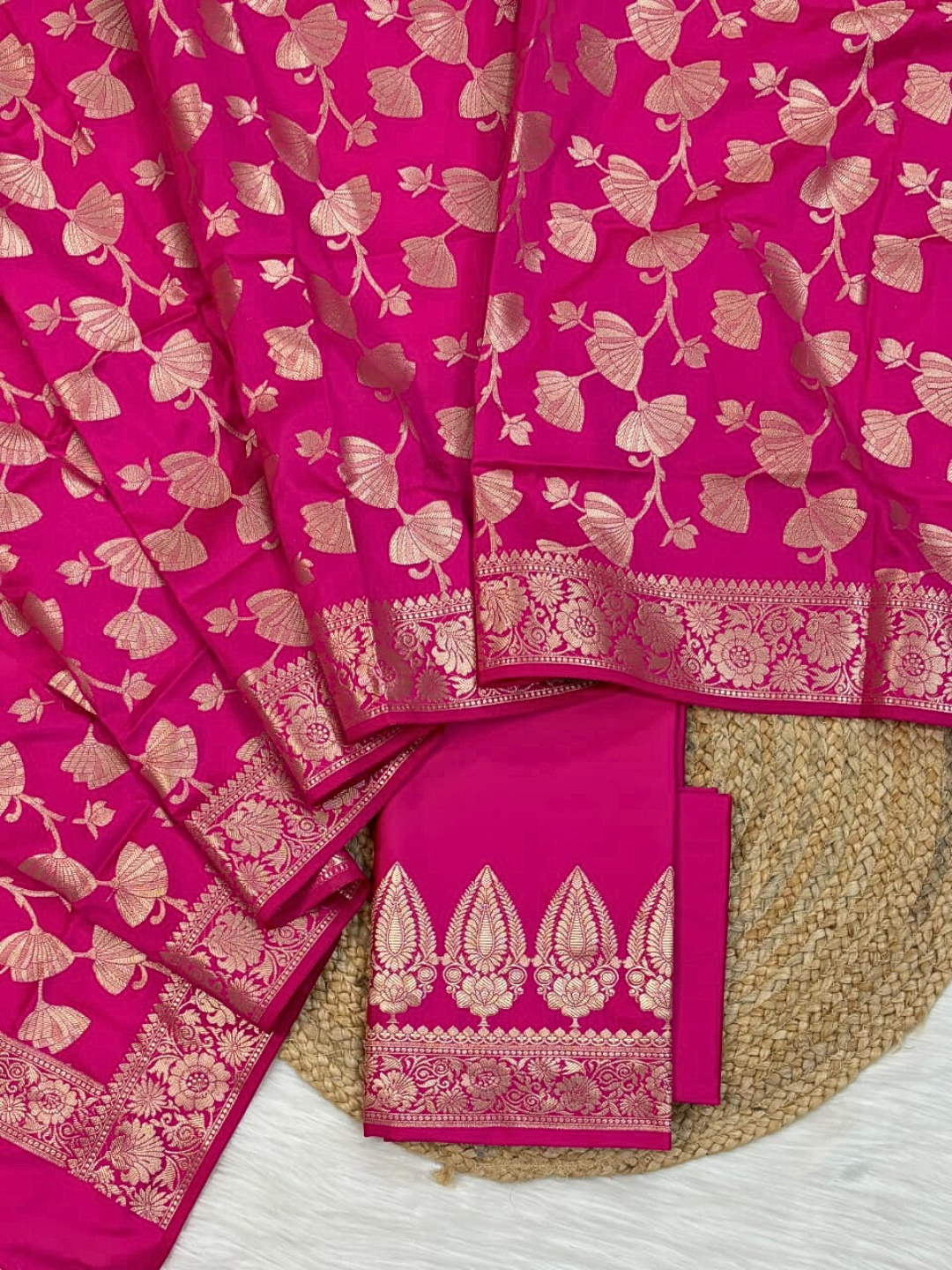Designer Banarasi  Unstitched Suit Set with Zari Dupatta