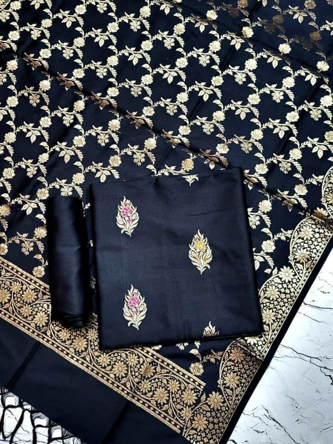 Traditional Banarasi Silk Blend Salwar Suit for Parties