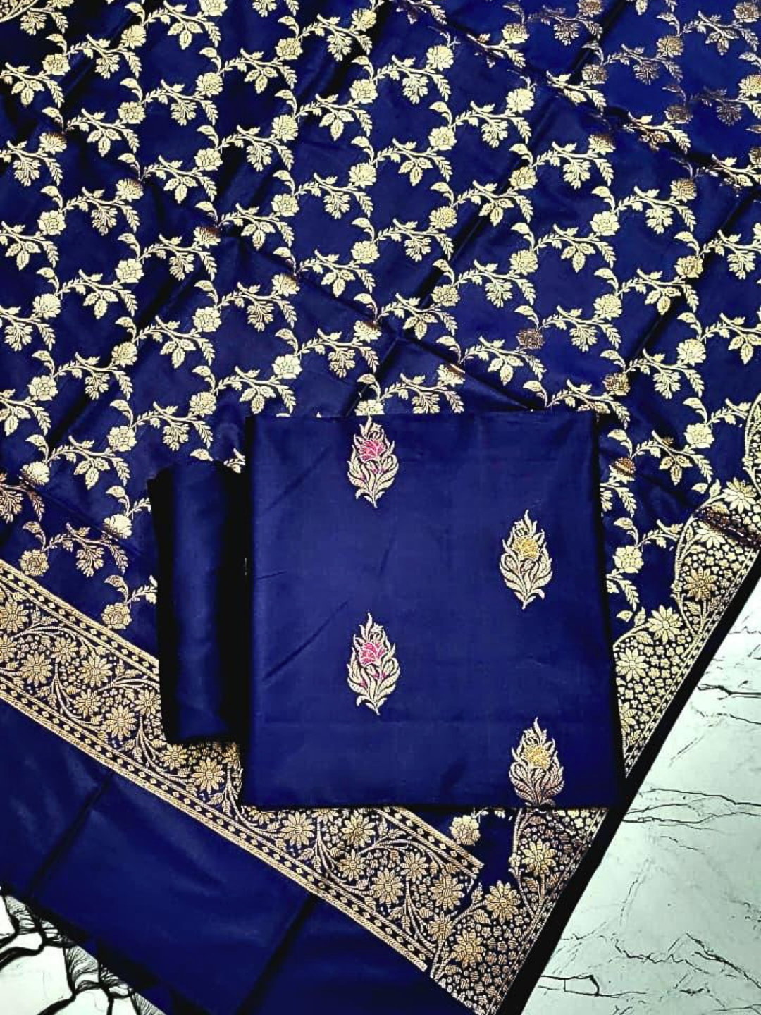 Traditional Banarasi Silk Blend Salwar Suit for Parties