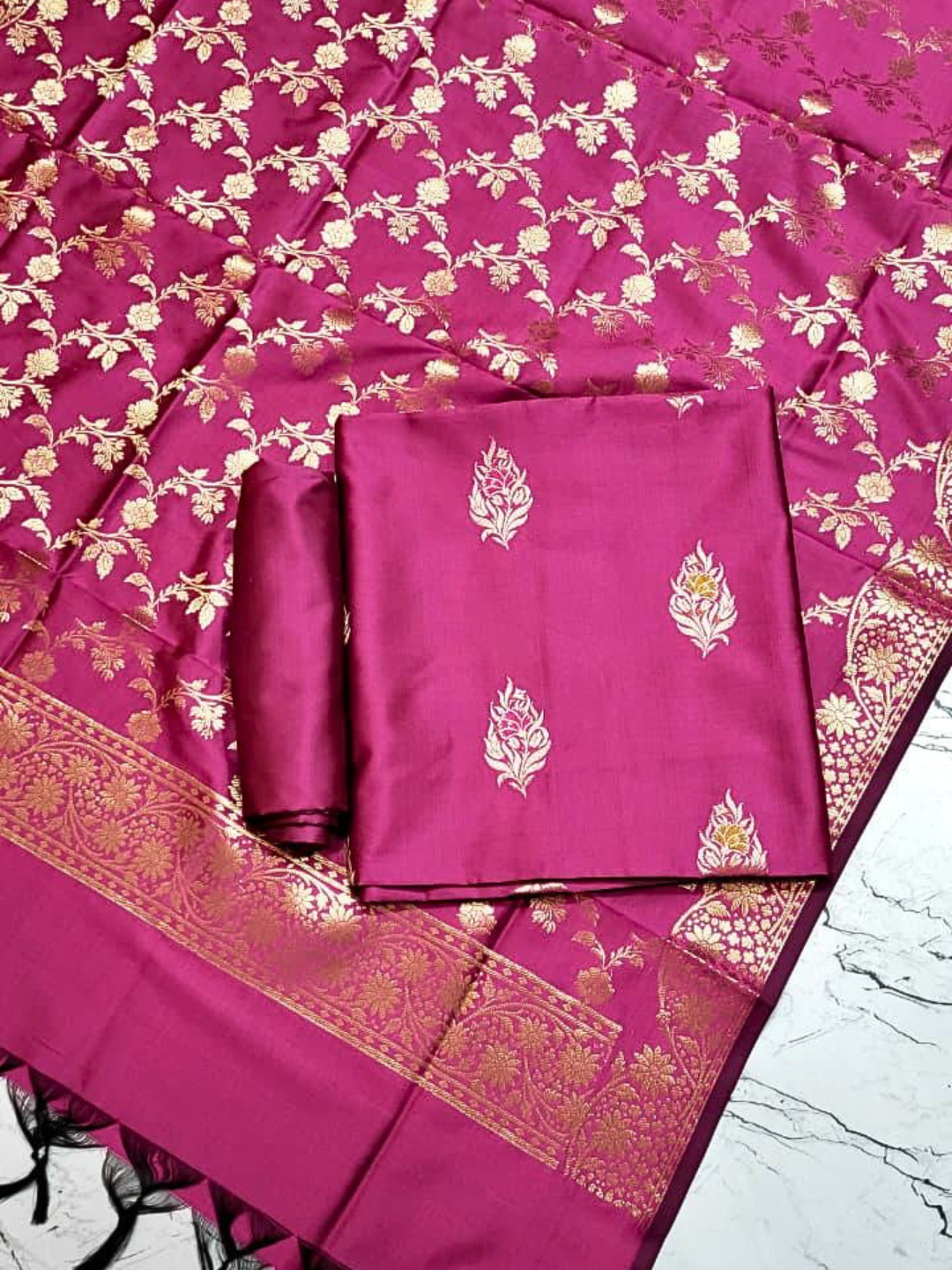 Traditional Banarasi Silk Blend Salwar Suit for Parties
