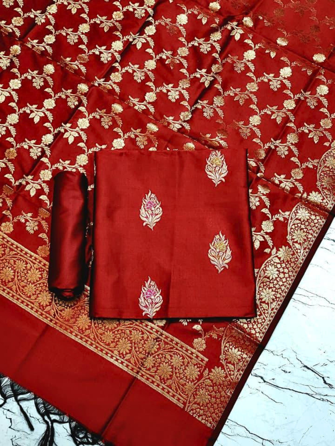 Traditional Banarasi Silk Blend Salwar Suit for Parties
