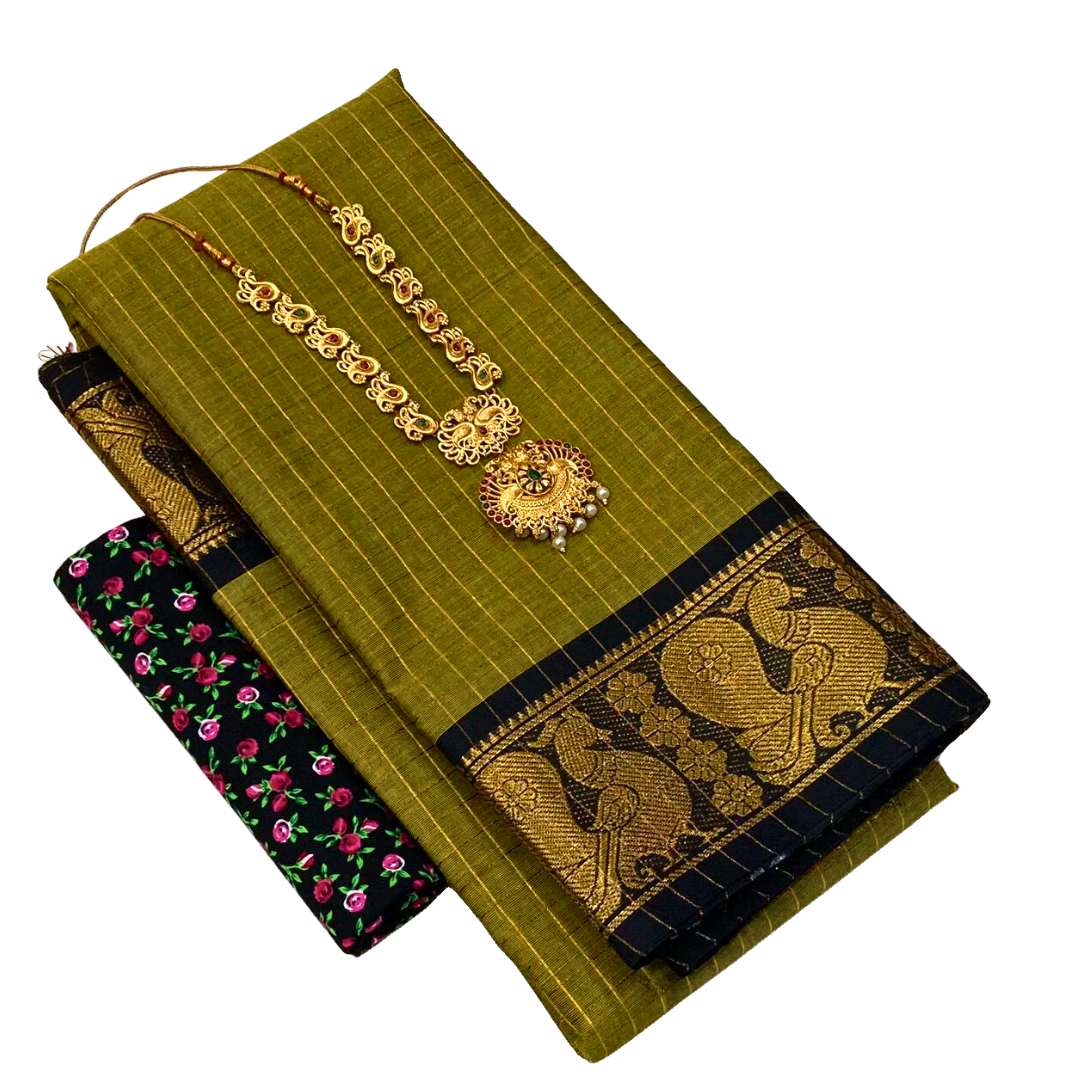 Kanchi  cotton sarees with double border , Free Delivery